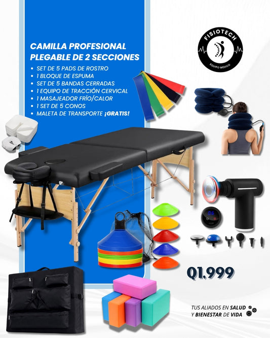 Camilla profesional, plegable de 2 secciones
