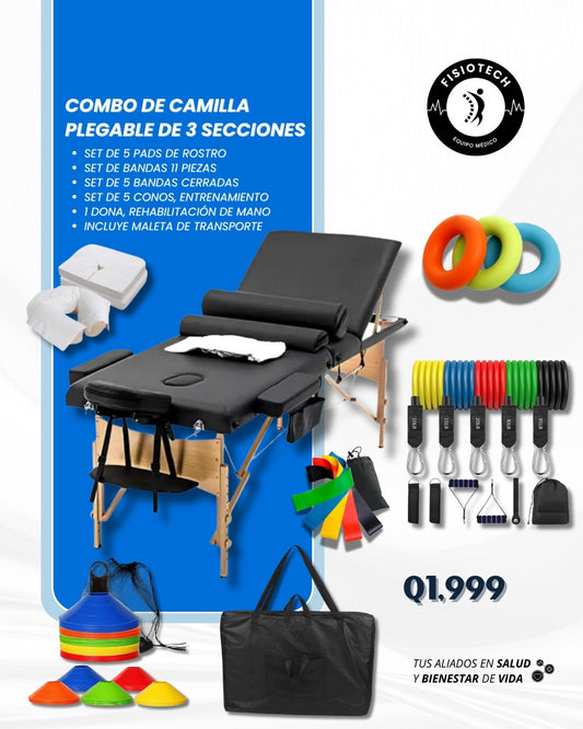 Camilla profesional, plegable de 3 secciones