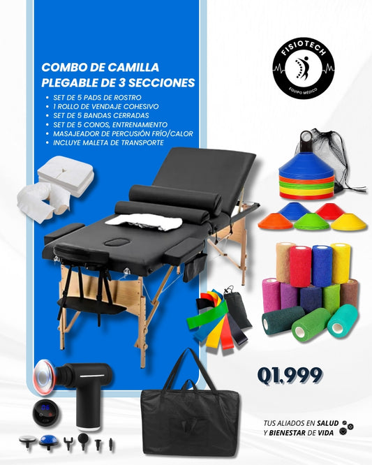 Camilla profesional, plegable de 3 secciones