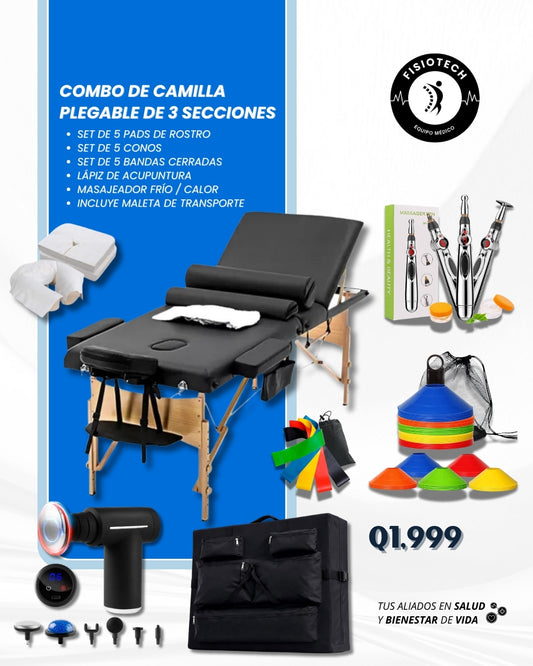 Camilla profesional, plegable de 3 secciones