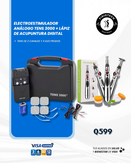 Electroestimulador análogo tens 3000 + lápiz de acupuntura
