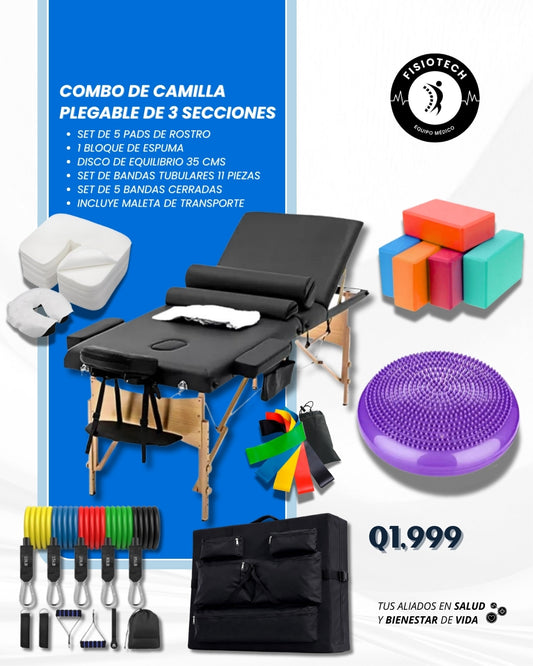 Camilla profesional, plegable de 3 secciones
