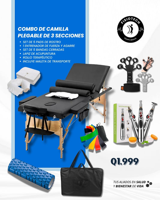 Camilla profesional, plegable de 3 secciones