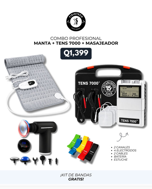 Manta king size + tens 7000 + pistola frío y calor + kit de bandas