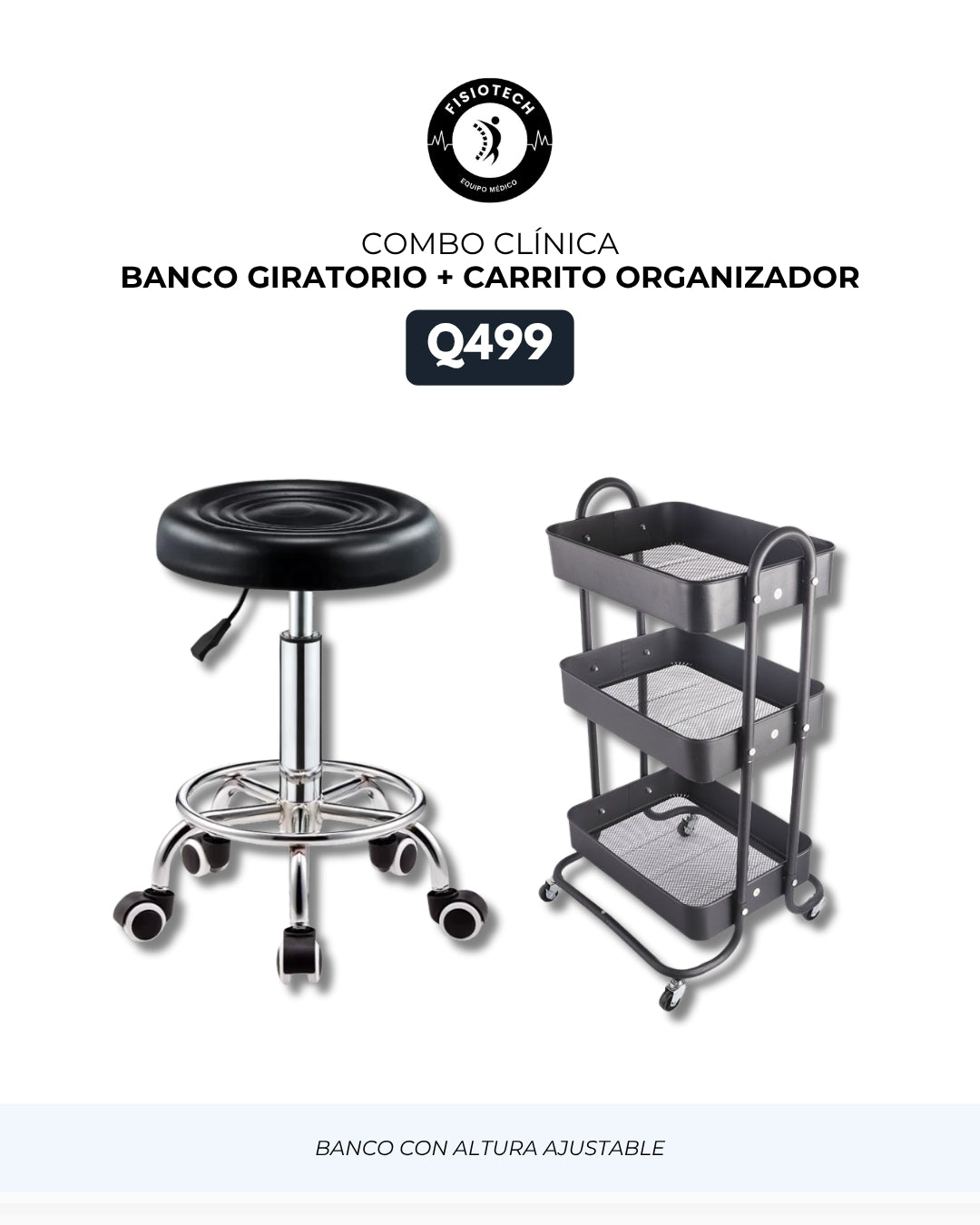 Banco giratorio + carrito organizador