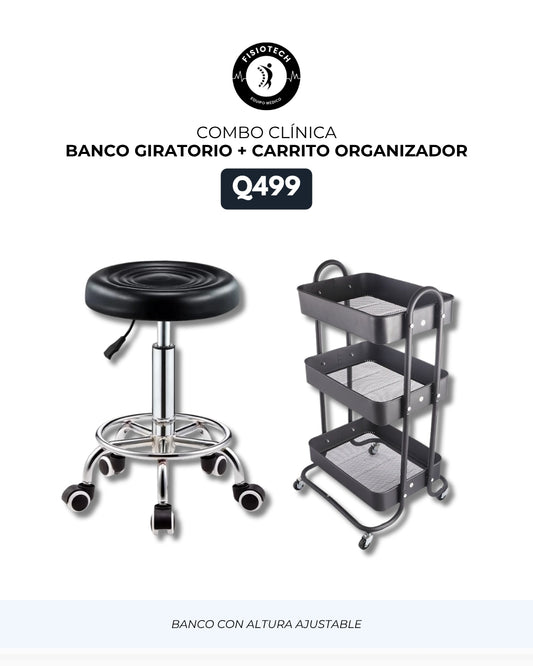Banco giratorio + carrito organizador