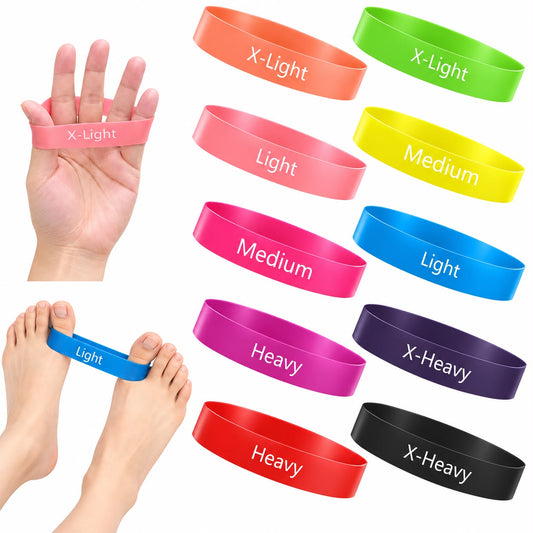 Bandas de resistencia para dedos de los pies y manos (set incluye 10 bandas)