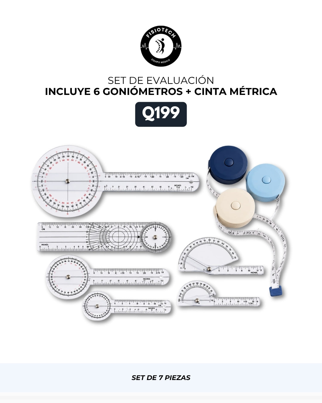 Goniómetros + cinta (set de 7 piezas)