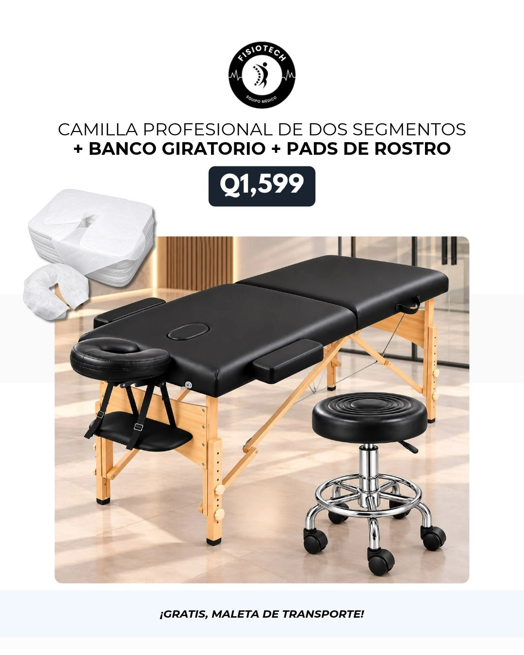 Camilla profesional + banco giratorio