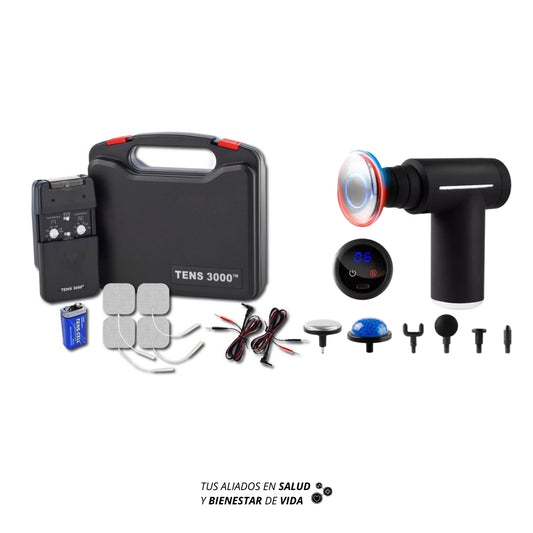 Electroestimulador tens 3000 + Pistola de percusión FRÍO/CALOR