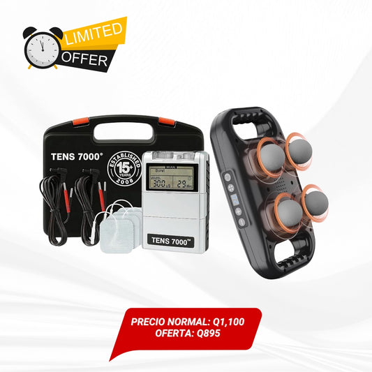 Electroestimulador digital tens 7000 + masajeador de percusión de 4 cabezales