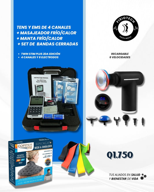 Twin stim plus TENS/EMS + masajeador frío calor + manta frío calor + bandas cerradas