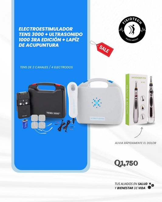 Ultrasonido 1000 3ra edición + electroestimulador análogo + lápiz de acupuntura