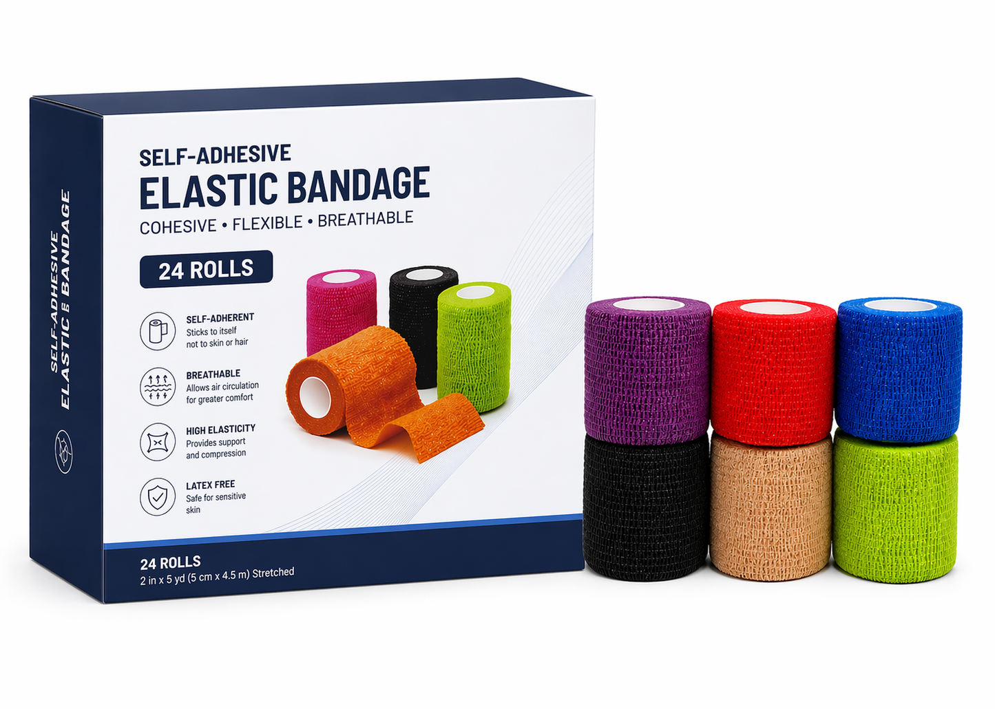Vendaje cohesivo coban (caja de 24 rollos)